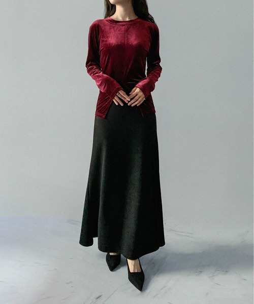 on:nue（オンニュ）の「【on:nue】[サイズ展開あり！/4色展開] ウールライクフレアマキシリラックススカート（スカート・レディース・グレー/ブラック/アイボリー/ブラウン・LARGE/MEDIUM）」の15枚目の写真