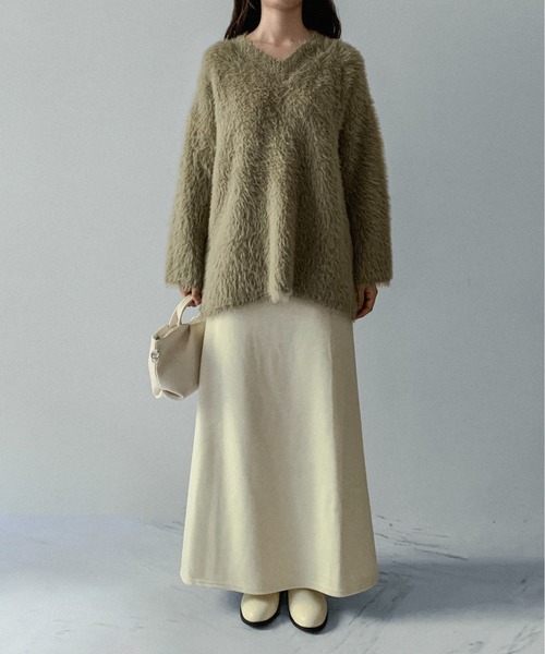 on:nue（オンニュ）の「【on:nue】[サイズ展開あり！/4色展開] ウールライクフレアマキシリラックススカート（スカート・レディース・グレー/ブラック/アイボリー/ブラウン・LARGE/MEDIUM）」の22枚目の写真