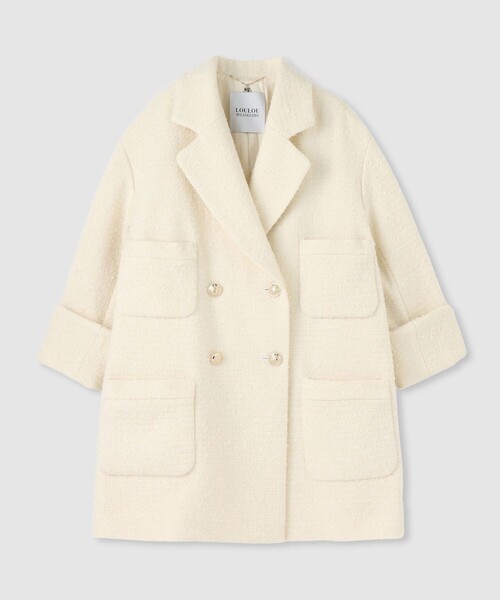 【限定価格】新品未使用　gypsohila ピーコート　ホワイト セール】ショート丈テディベアボアPコートジャケット（ピーコート