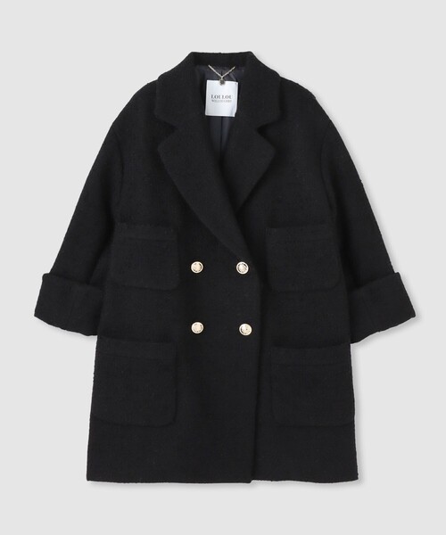 LOULOU WILLOUGHBY】ツイードダブルミドルコート（ピーコート