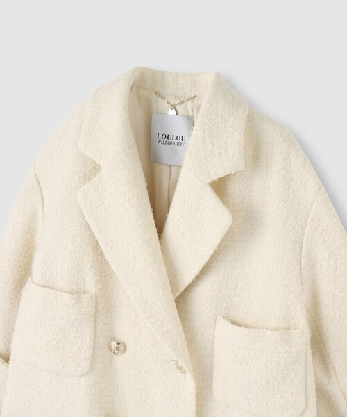 LOULOU WILLOUGHBY】ツイードダブルミドルコート（ピーコート