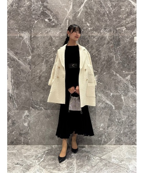 LOULOU WILLOUGHBY】ツイードダブルミドルコート（ピーコート
