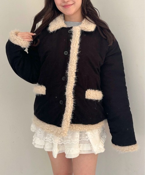 Mejoul（メジュール）の「コーデュロイボアパイピングジャケット（その他アウター・レディース・ブラック・M/L）」の4枚目の写真