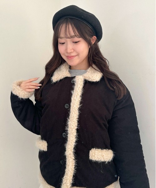 Mejoul（メジュール）の「コーデュロイボアパイピングジャケット（その他アウター・レディース・ブラック・M/L）」の5枚目の写真