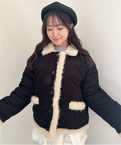 Mejoul（メジュール）の「コーデュロイボアパイピングジャケット（その他アウター・レディース・ブラック・M/L）」の6枚目の写真