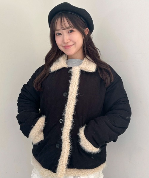 Mejoul（メジュール）の「コーデュロイボアパイピングジャケット（その他アウター・レディース・ブラック・M/L）」の10枚目の写真