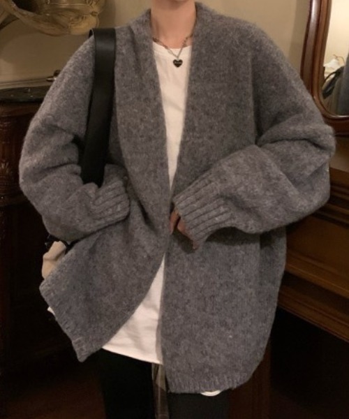 SHEPP(シープ)の「ルーズニットガウン カーディガン(カーディガン/ボレロ・レディース・ベージュ/グレー・F)」の22枚目の写真