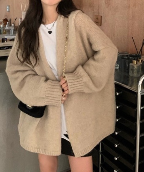 SHEPP(シープ)の「ルーズニットガウン カーディガン(カーディガン/ボレロ・レディース・ベージュ/グレー・F)」の18枚目の写真