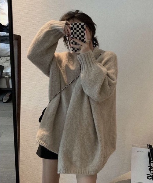 SHEPP(シープ)の「ルーズニットガウン カーディガン(カーディガン/ボレロ・レディース・ベージュ/グレー・F)」の21枚目の写真