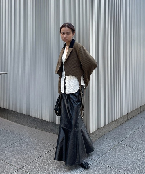 WAIST DESIGN BELT SEMI FLARE SKIRT