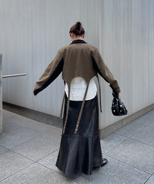 WAIST DESIGN BELT SEMI FLARE SKIRT