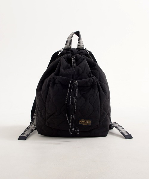 PENDLETON（ペンドルトン）の「PENDLETON ペンドルトン DIAMOND RIDGE QUILTING KNAPSACK ダイアモンドリッジ キルティング ナップサック（バックパック/リュック・レディース・オリーブドラブ/ブラック・FREE）」の5枚目の写真