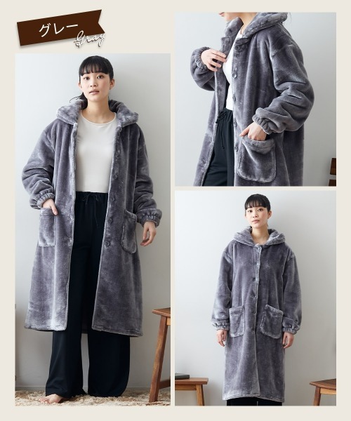 nissen（ニッセン）の「毛布屋さんが作った　あったかルームワンピース（着る毛布）（ガウン/バスローブ・レディース・グレイッシュベージュ/グレー/モカ/ピンク・S/M/L/LL/3L）」の18枚目の写真