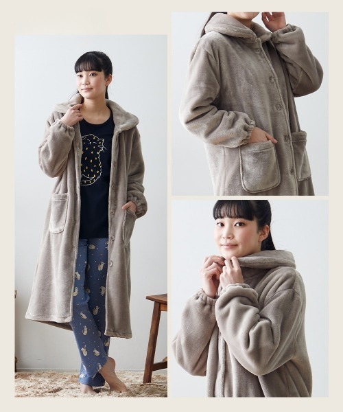 nissen（ニッセン）の「毛布屋さんが作った　あったかルームワンピース（着る毛布）（ガウン/バスローブ・レディース・グレイッシュベージュ/グレー/モカ/ピンク・S/M/L/LL/3L）」の20枚目の写真