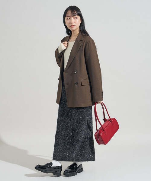 FREAK'S STORE（フリークスストア）の「ラメ フェザースカート/ニットスカート（スカート・レディース・ブラウン/ブラック/グレー・ﾌﾘ-）」の7枚目の写真