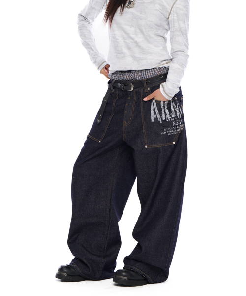 AAKAM(アーカム)の「Out Pocket Printed Denim Pants (Dark Blue)(デニムパンツ・レディース・その他・1/2)」の6枚目の写真