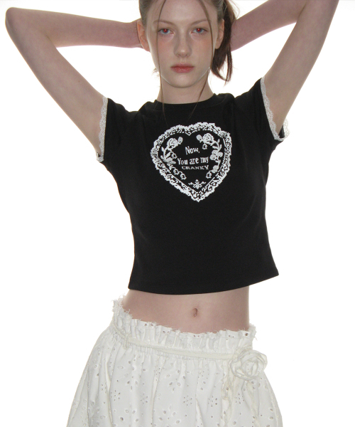 CRANK(クランク)の「レースハートプリントトップス_ブラック(Tシャツ/カットソー・レディース・その他・FREE)」の5枚目の写真