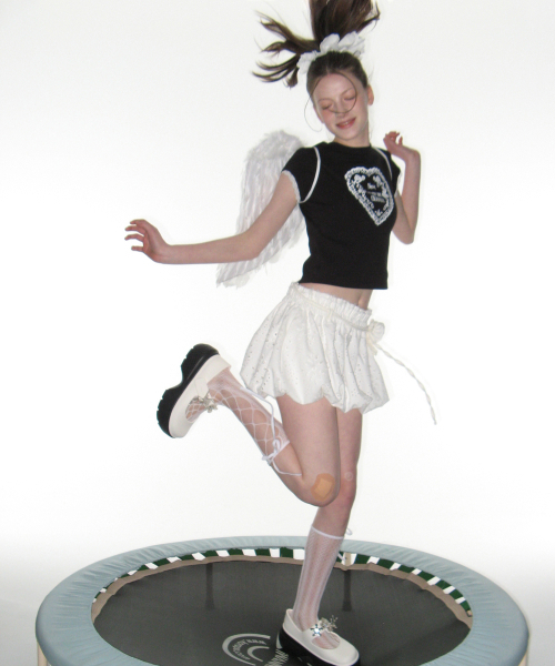 CRANK(クランク)の「レースハートプリントトップス_ブラック(Tシャツ/カットソー・レディース・その他・FREE)」の4枚目の写真