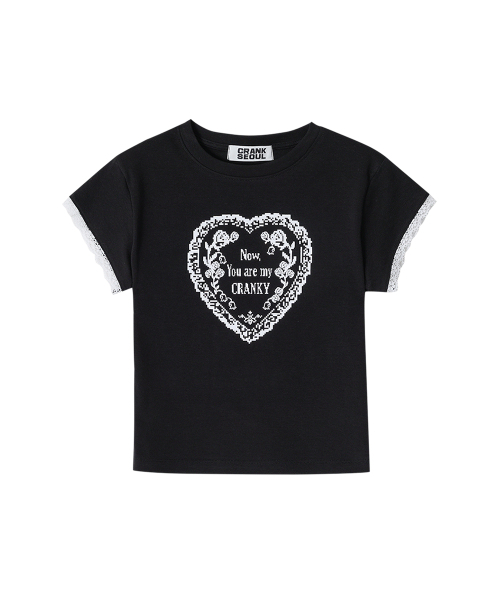 CRANK(クランク)の「レースハートプリントトップス_ブラック(Tシャツ/カットソー・レディース・その他・FREE)」の3枚目の写真