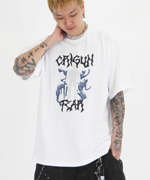 クリガンフィア メンズ セミオーバーフィット半袖Tシャツ ホワイト