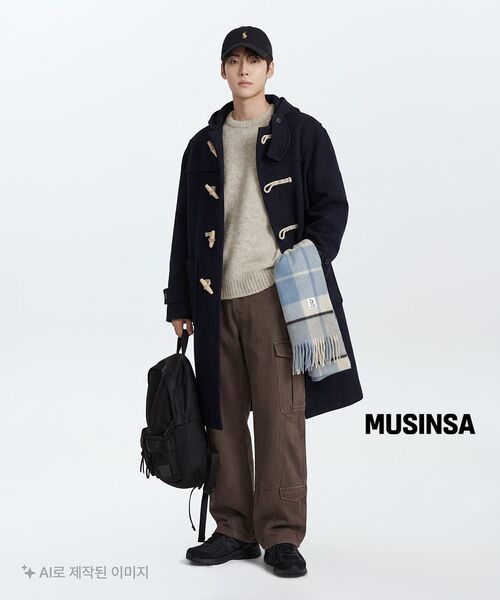 MUSINSA STANDARD（ムシンサスタンダード）の「ウールブレンドオーバーサイズダッフルコート[ネイビー]（チェスターコート・メンズ・その他・MEDIUM/LARGE/X-LARGE/XX-LARGE）」の13枚目の写真