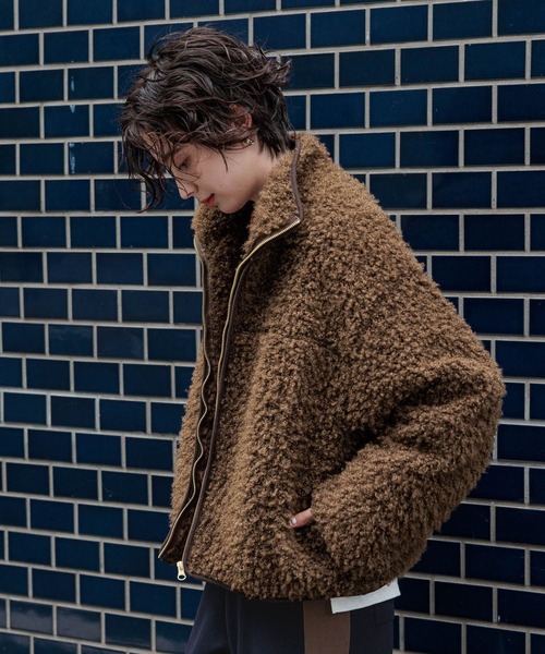 GEORGE'S（ジョージズ）の「プードルボアブルゾン（ブルゾン・レディース・ブラウン/オフホワイト/ブルー・SMALL/MEDIUM）」の2枚目の写真