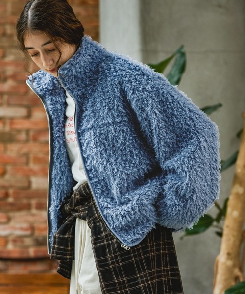 GEORGE'S（ジョージズ）の「プードルボアブルゾン（ブルゾン・レディース・ブラウン/オフホワイト/ブルー・SMALL/MEDIUM）」の3枚目の写真