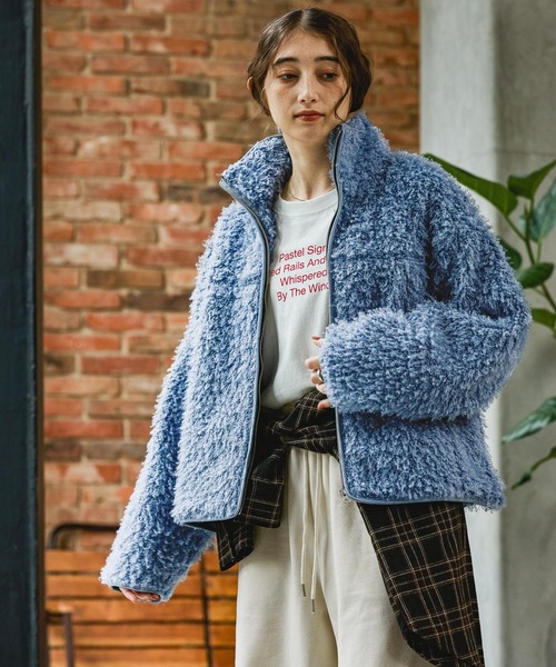 GEORGE'S（ジョージズ）の「プードルボアブルゾン（ブルゾン・レディース・ブラウン/オフホワイト/ブルー・SMALL/MEDIUM）」の10枚目の写真