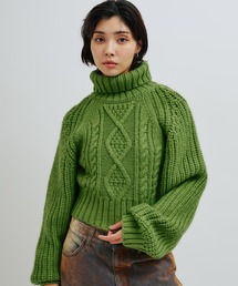 atmos pink Slit Cable Knit Tops / アトモス ピンク スリット ケーブル ニット トップス