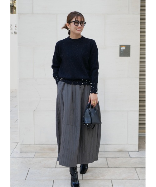 BeBeoD(べベッド)の「ティアードキルティングスカート(スカート・レディース・ブラック/アイボリー/グレー/ブラウン・フリー)」の3枚目の写真