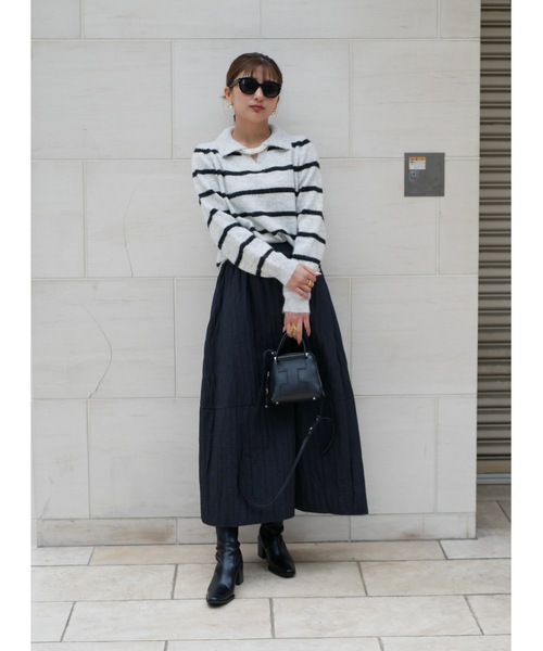 BeBeoD(べベッド)の「ティアードキルティングスカート(スカート・レディース・ブラック/アイボリー/グレー/ブラウン・フリー)」の2枚目の写真