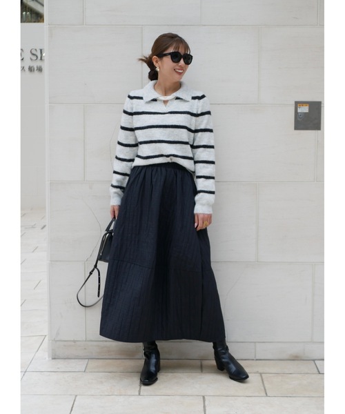 BeBeoD(べベッド)の「ティアードキルティングスカート(スカート・レディース・ブラック/アイボリー/グレー/ブラウン・フリー)」の8枚目の写真