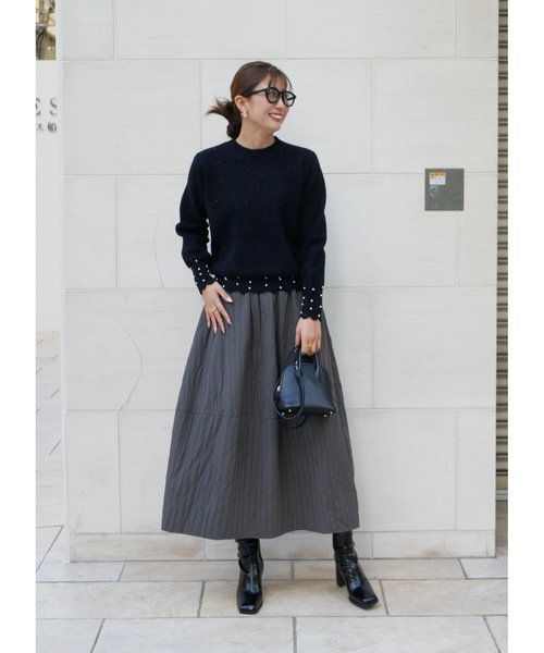 BeBeoD(べベッド)の「ティアードキルティングスカート(スカート・レディース・ブラック/アイボリー/グレー/ブラウン・フリー)」の13枚目の写真