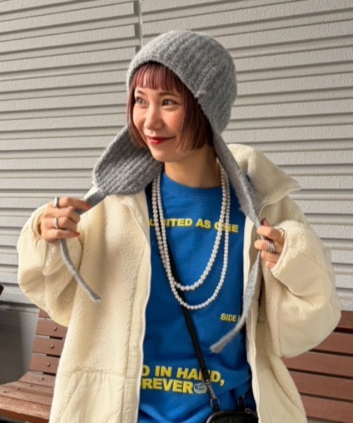 RODEO CROWNS WIDE BOWL（ロデオクラウンズワイドボウル）の「イヤーフラップニットキャップ（キャップ・レディース・ブルー/グレー/ブラック・FREE）」の21枚目の写真