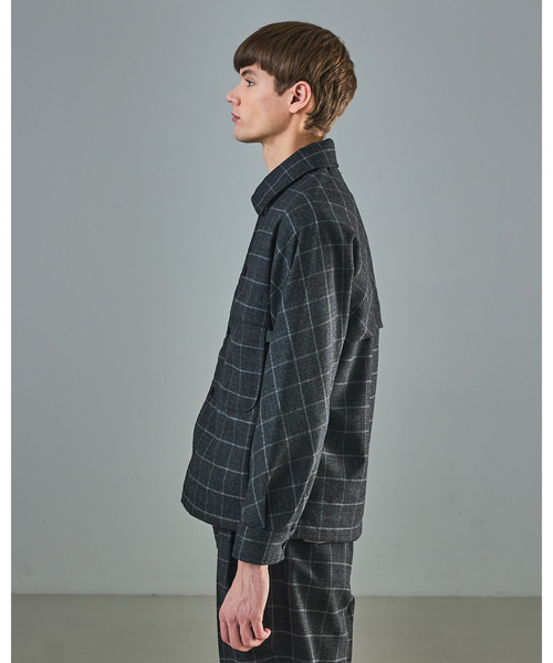 ABAHOUSE（アバハウス）の「【セットアップ対応】ウールライク チェック CPOシャツブルゾン / ボックスシルエット（ブルゾン・メンズ・グレー系その他・46/48）」の3枚目の写真