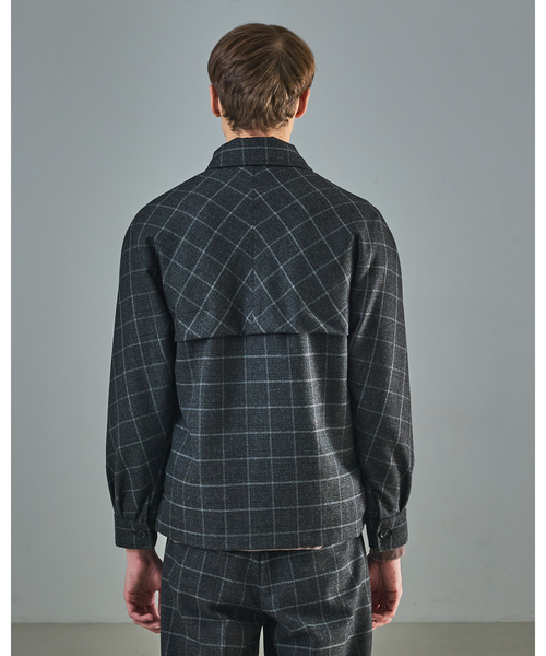 ABAHOUSE（アバハウス）の「【セットアップ対応】ウールライク チェック CPOシャツブルゾン / ボックスシルエット（ブルゾン・メンズ・グレー系その他・46/48）」の4枚目の写真