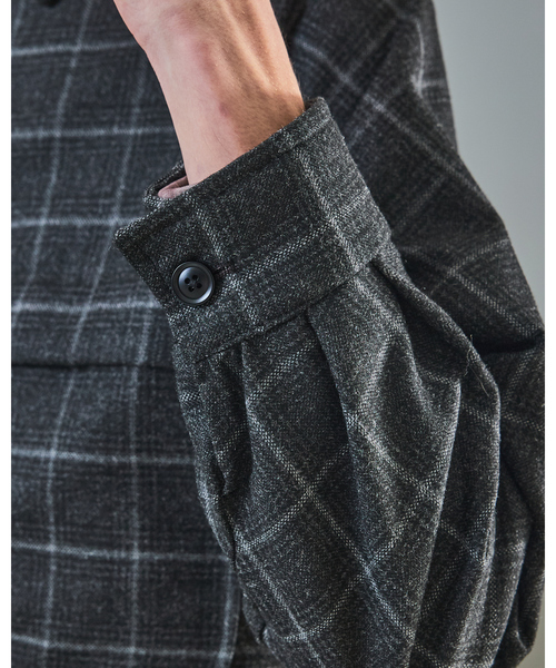 ABAHOUSE（アバハウス）の「【セットアップ対応】ウールライク チェック CPOシャツブルゾン / ボックスシルエット（ブルゾン・メンズ・グレー系その他・46/48）」の13枚目の写真