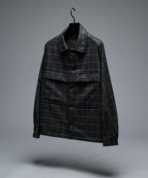 ABAHOUSE（アバハウス）の「【セットアップ対応】ウールライク チェック CPOシャツブルゾン / ボックスシルエット（ブルゾン・メンズ・グレー系その他・46/48）」の17枚目の写真