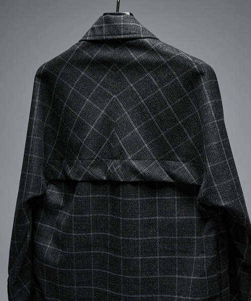 ABAHOUSE（アバハウス）の「【セットアップ対応】ウールライク チェック CPOシャツブルゾン / ボックスシルエット（ブルゾン・メンズ・グレー系その他・46/48）」の9枚目の写真