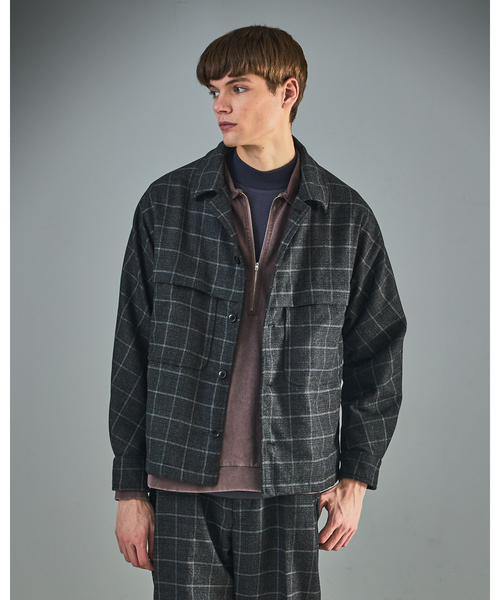 ABAHOUSE（アバハウス）の「【セットアップ対応】ウールライク チェック CPOシャツブルゾン / ボックスシルエット（ブルゾン・メンズ・グレー系その他・46/48）」の10枚目の写真
