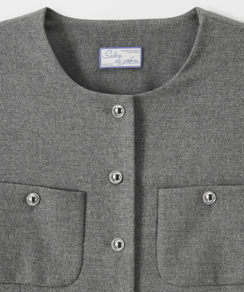 SALON DE YOHN(サロンドヨーン)の「Cuffs Crop Jacket_ Gray(テーラードジャケット・レディース・グレー・SMALL/MEDIUM)」の5枚目の写真