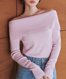 レディースのニット/セーター（ピンク/桃色系・オフショルダー