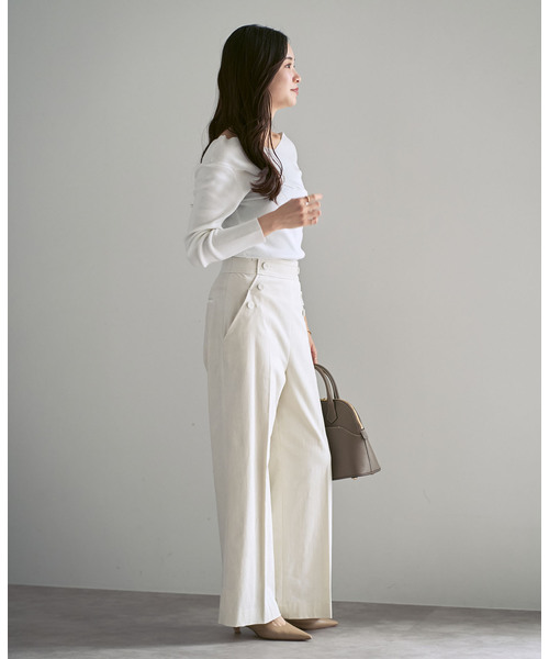 Noble（ノーブル）の「クロスリブオフショルダーニット（ニット/セーター・レディース・ブラック/A/ホワイト・FREE）」の6枚目の写真