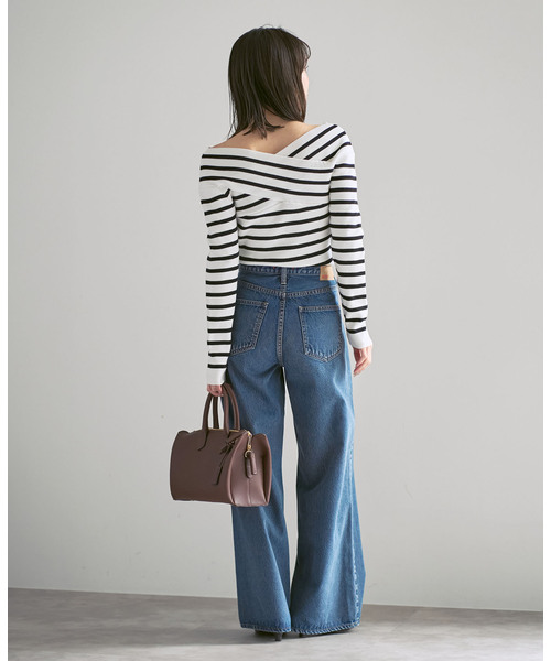 Noble（ノーブル）の「クロスリブオフショルダーニット（ニット/セーター・レディース・ブラック/A/ホワイト・FREE）」の12枚目の写真