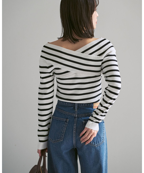 Noble（ノーブル）の「クロスリブオフショルダーニット（ニット/セーター・レディース・ブラック/A/ホワイト・FREE）」の15枚目の写真