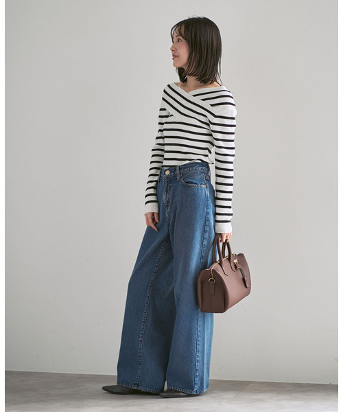 Noble（ノーブル）の「クロスリブオフショルダーニット（ニット/セーター・レディース・ブラック/A/ホワイト・FREE）」の17枚目の写真