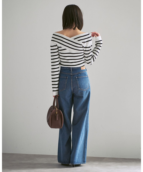 Noble（ノーブル）の「クロスリブオフショルダーニット（ニット/セーター・レディース・ブラック/A/ホワイト・FREE）」の18枚目の写真