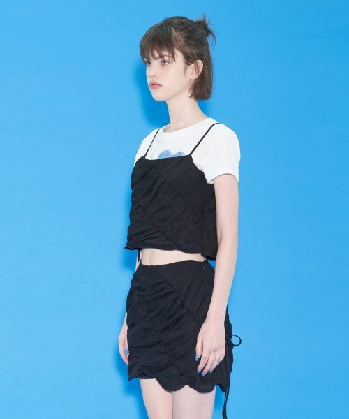 MARGARIN FINGERS(マーガリンフィンガース)の「RIBBON SHIRRING SKIRT (BLACK)(スカート・レディース・その他・MEDIUM/SMALL)」の1枚目の写真
