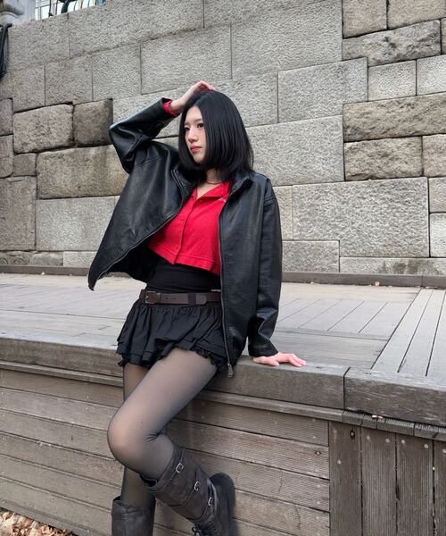 LADY VOLUME(レディーボリューム)の「9216 ウォッシングレザージャンパー (ブラック)(ライダースジャケット・レディース・その他・FREE)」の2枚目の写真