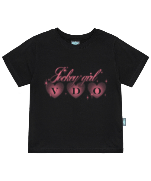 Video Jockey（ビデオジョッキー）の「ハート三つのTシャツ[ブラック]（Tシャツ/カットソー・レディース・ブラック・FREE）」の2枚目の写真